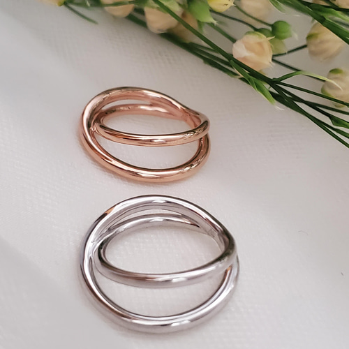 2連、立体的なインンフィニティリングピンクゴールドRS-206 指輪