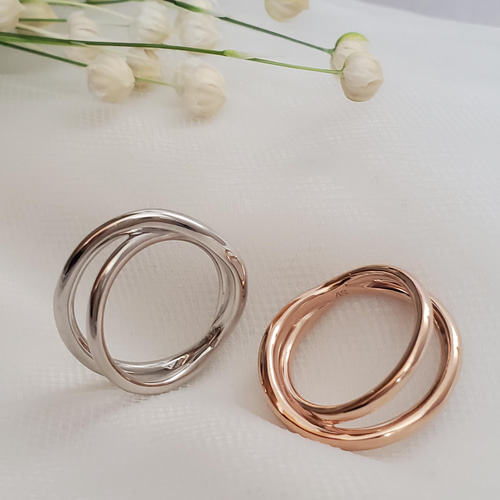 2連、立体的なインンフィニティリングピンクゴールドRS-206 指輪