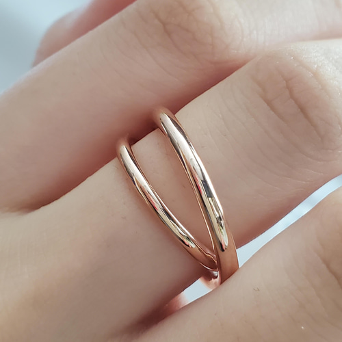 2連、立体的なインンフィニティリングピンクゴールドRS-206 指輪
