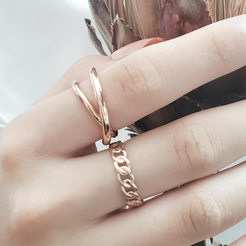 2連、立体的なインンフィニティリングピンクゴールドRS-206 指輪