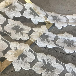 6弁の花びらモチーフ 2m オーガンジーレース 日本製 lace-No,125 7枚目の画像