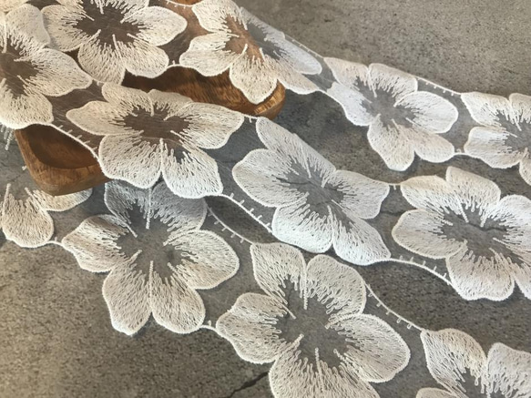 6弁の花びらモチーフ 2m オーガンジーレース 日本製 lace-No,125 5枚目の画像
