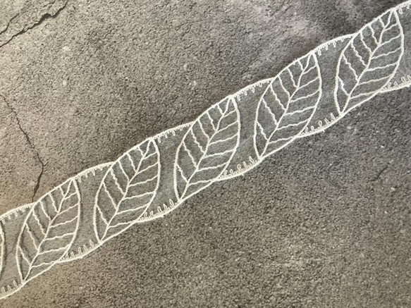 2m オーガンジーレース 葉脈柄 モチーフ 日本製 lace-No,126 7枚目の画像