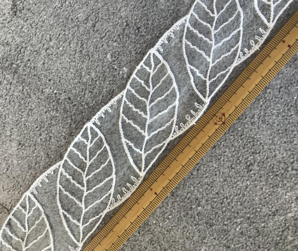 2m オーガンジーレース 葉脈柄 モチーフ 日本製 lace-No,126 4枚目の画像