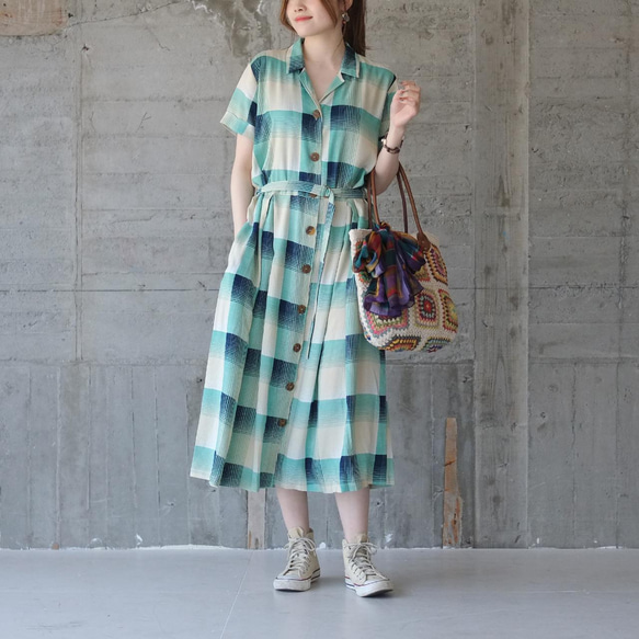 BLUE LABELチェック柄フード付きワンピース美品