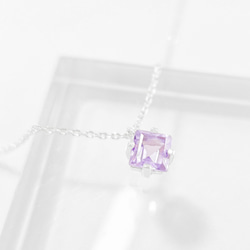 方形紫水晶925純銀項鍊 第1張的照片