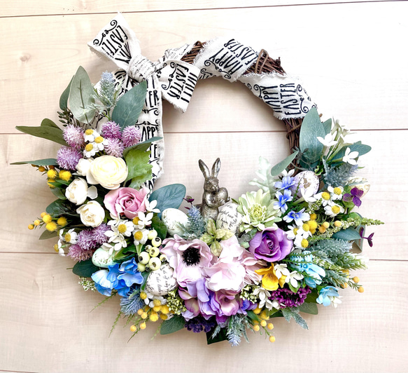 No.wreath-15437/イースターリース22-(1) イースターバニー38cm  