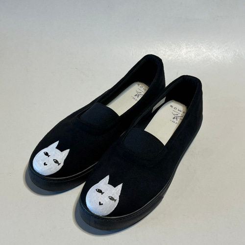 ネコ柄 レディースバレエタイプシューズ【22.5～25.0cm】 スニーカー