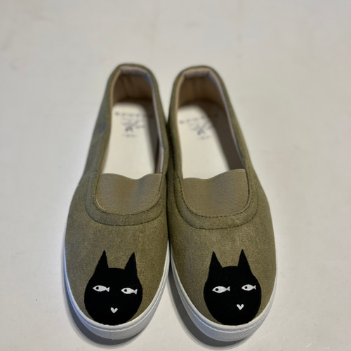 ネコ柄 レディースバレエタイプシューズ【22.5～25.0cm】 スニーカー