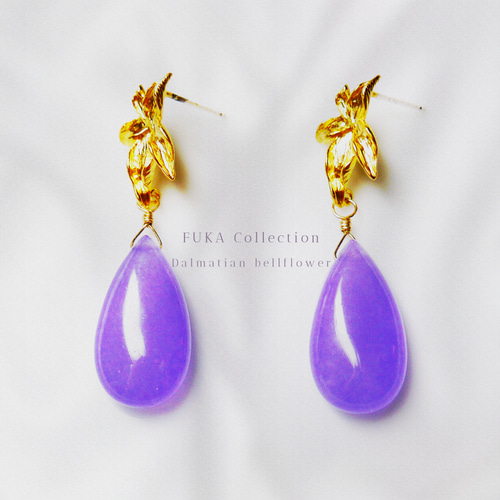 No.1580-B 再販 琉球ガラス☆鉱石型☆レジンピアス・イヤリング  