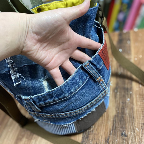 デニムリメイク バケツバッグ ワンハンドル No．3
