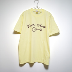 限定販売　デルタブルースの音楽系Tシャツ  【フロストイエロー】ミドルウェイトの程よい厚さ 半袖クルーネック 2枚目の画像