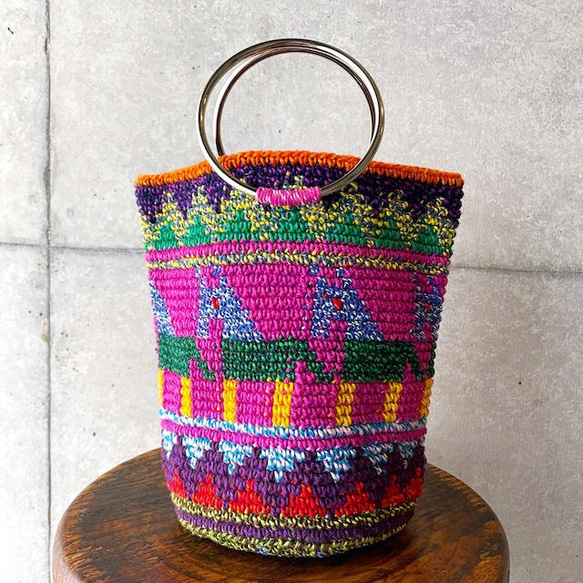 Remake Crochet Bag (S) #1／グアテマラクロシェバッグ Sサイズ 3枚目の画像