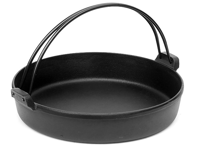 【お取り寄せ】南部鉄器 鉄鍋 すき焼き鍋 南部ツル付26cm 日本製 ガス・IH対応 アウトドア キャンプ