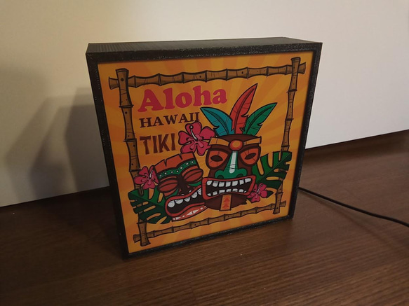 アロハ ハワイ TIKI ティキ像 トロビカル カフェ バー パブ 南国 サイン 看板 置物 雑貨 LEDライトBOX 4枚目の画像
