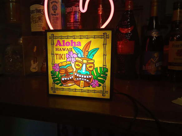 アロハ ハワイ TIKI ティキ像 トロビカル カフェ バー パブ 南国 サイン 看板 置物 雑貨 LEDライトBOX 6枚目の画像