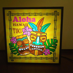 アロハ ハワイ TIKI ティキ像 トロビカル カフェ バー パブ 南国 サイン 看板 置物 雑貨 LEDライトBOX 1枚目の画像