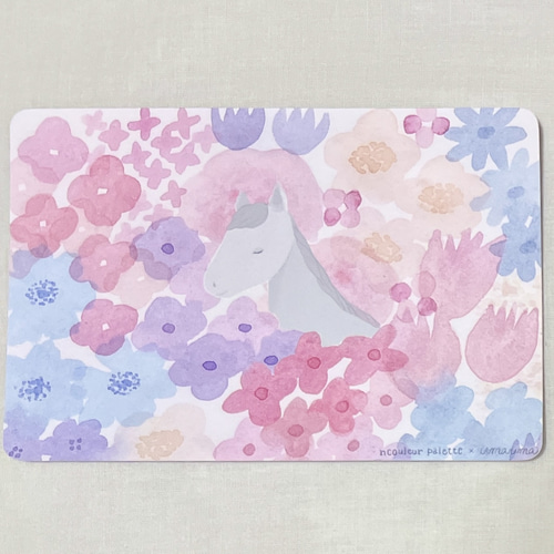 ポストカード『花畑でたたずむ馬』 ポストカード umauma 通販