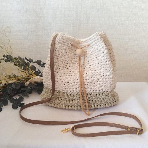 ナチュラルかぎ針編みお散歩ショルダーバッグ ショルダーバッグ