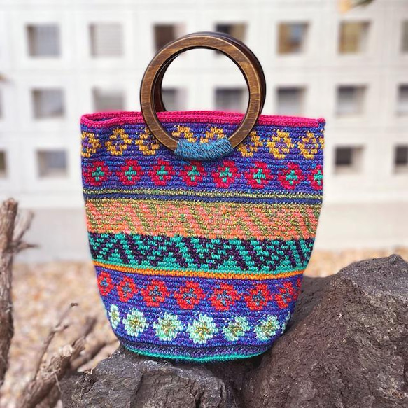 Remake Guatemalan Crochet Bag #3／グアテマラクロシェバッグ Mサイズ 1枚目の画像