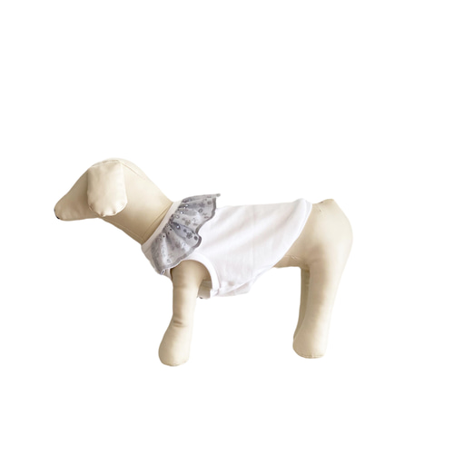 ハンドメイド 犬服 アラン風裾フリルタンクトップ（サイズオーダー
