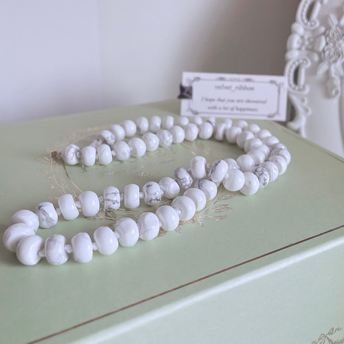 新品　イアパピヨネ　天然石　ホワイトハウライト　ネックレス 14kgf ハウライト ネックレス ＊ ホワイト 白 大理石 天然石 マーブル