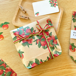ヒメリンゴのギフトバッグ 5枚入 マチあり紙袋 ペーパーバッグ ラッピング袋 果物 林檎 クリスマス おしゃれ かわいい 1枚目の画像