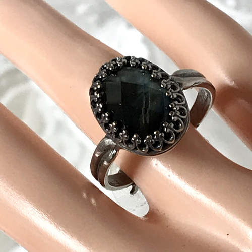 Blueタイガーアイ（ホークスアイ）×クリスタル ring（8～23号