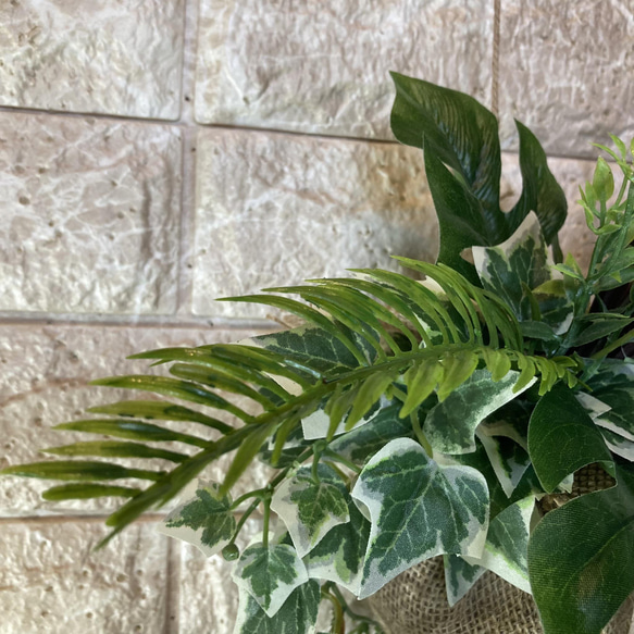 光触媒　人工観葉植物　ウォールグリーン　フェイク　フラワー　麻壁掛け 6枚目の画像