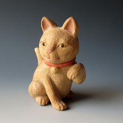 木彫　招き猫 1枚目の画像