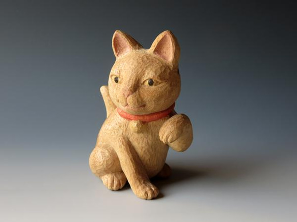 木彫　招き猫 1枚目の画像