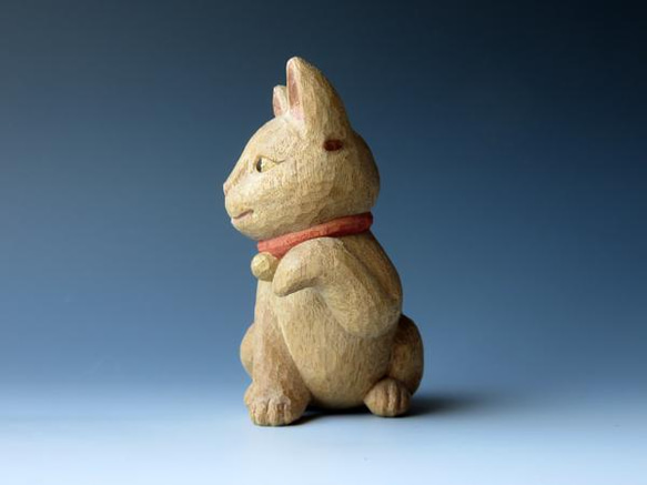 木彫　招き猫 3枚目の画像
