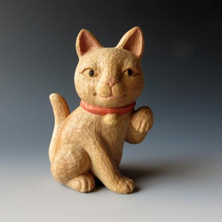 木彫　招き猫 2枚目の画像