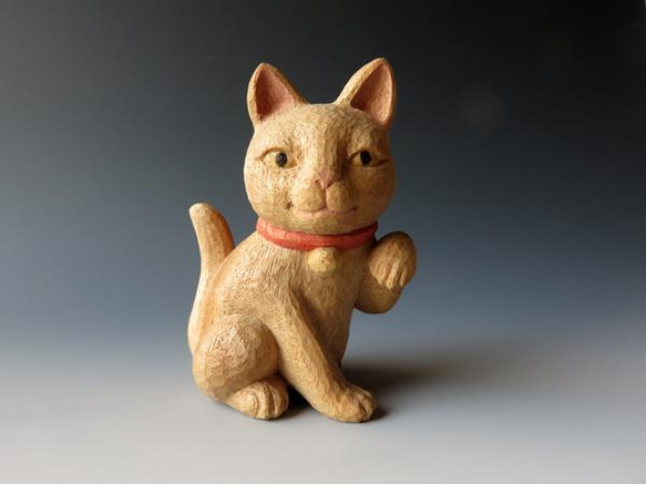 木彫　招き猫 2枚目の画像