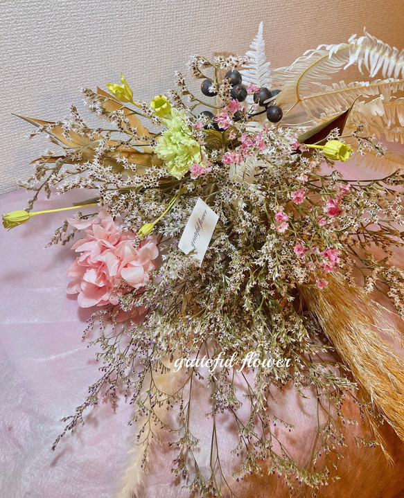 リース ドライフラワー ドライフラワーリース スワッグ ピンク 母の日