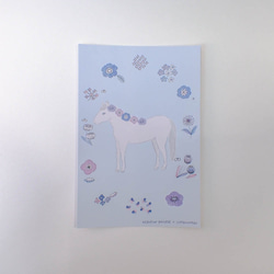 ポストカード『花飾りと馬（白馬）』 2枚目の画像