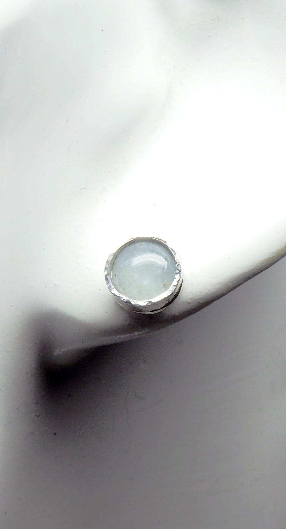 3月の誕生石　　アクアマリンのひと粒スタッドピアス｜詳細画像