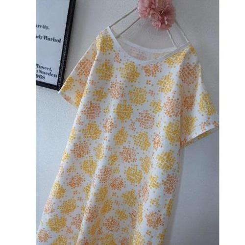 ♡イエロー花柄 ワンピース♡半袖 北欧♡ ワンピース lunaria
