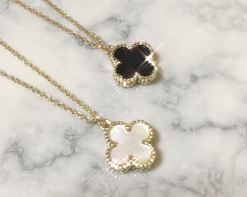 キラキラ 白蝶貝 クローバー ネックレス ネックレス・ペンダント まな