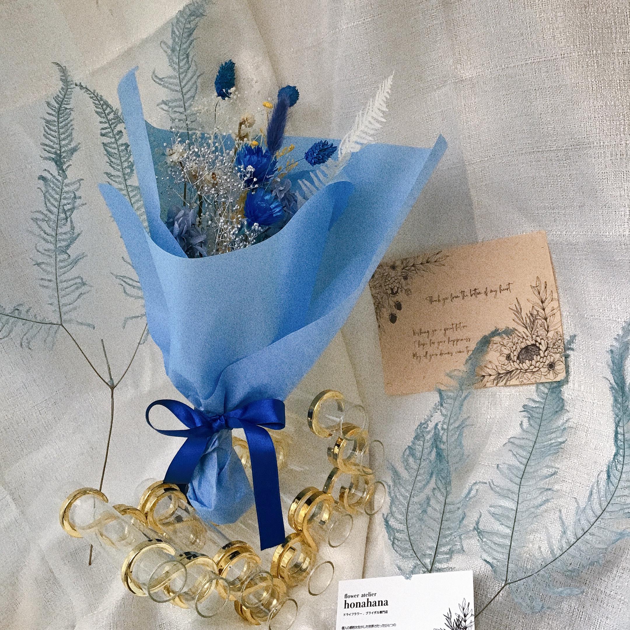 Creema限定❤︎爽やかブルー⭐︎ブーケ贈られる喜び、お花を飾る楽しみ ❤︎DULTONの高級花器とブーケセット❤︎