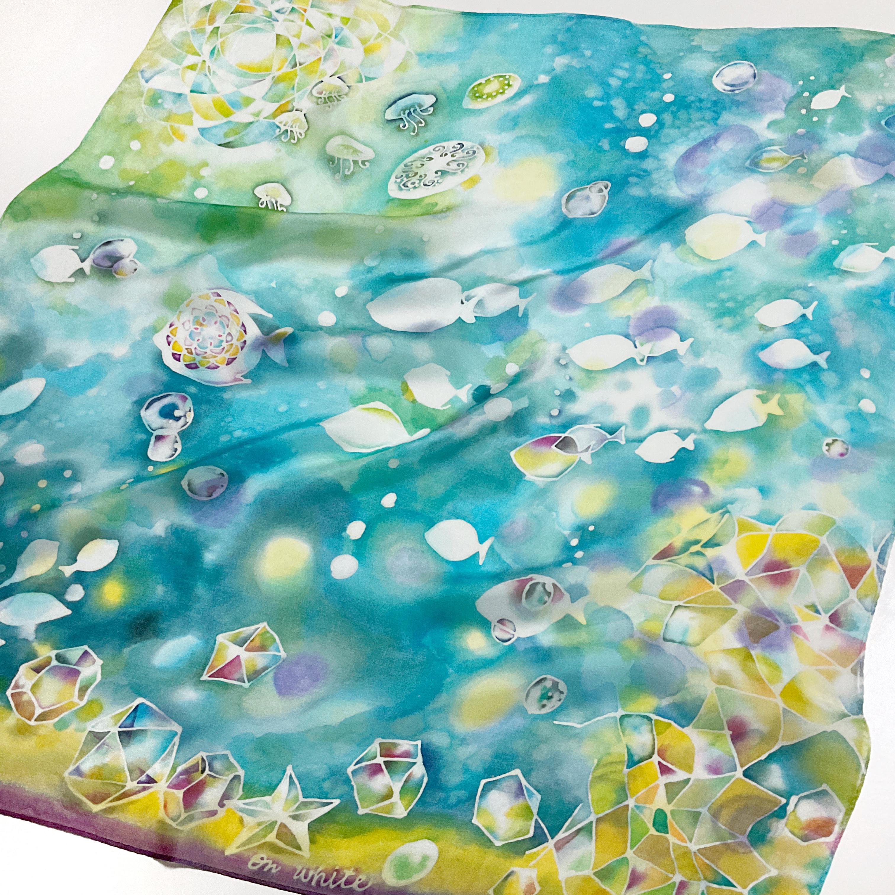 手染めシルクスカーフ✣海の仲間たち