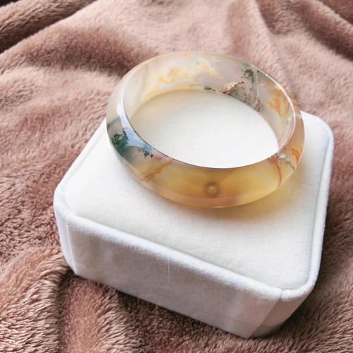 天然無処理 美しい水草瑪瑙 メノウ バングル バングル・リストバンド