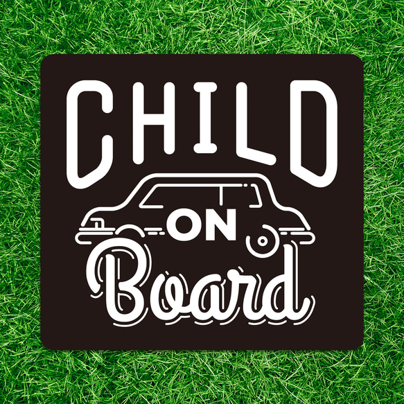 CHILD on Board マグネットステッカー（車イラスト 黒） 1枚目の画像