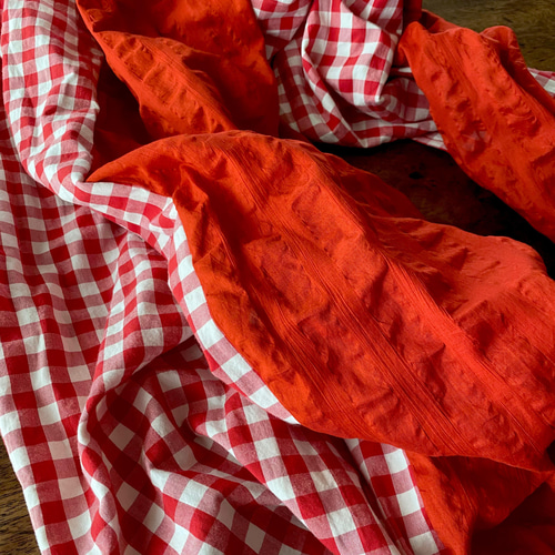 軽量❤️超ボリュームビッグストール❤️赤のギンガムチェック