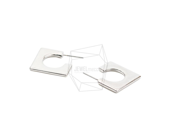 ERG-2011-R [2pieces] Square Earrings, Square Post Earring / 19.7 第3張的照片