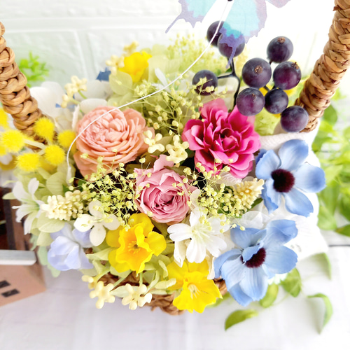 フラワーバスケット 花籠 生け花 北欧 ドライフラワー お祝い