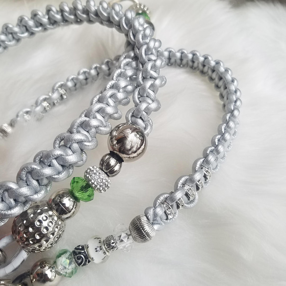 本革・スワロフスキ・グラスストーン 犬用首輪 花柄クリスタル犬用