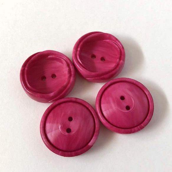 レトロ サークル ボタン ピンク 24mm 4個セット ao-521 3枚目の画像