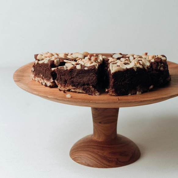 木製 ケーキスタンド トレイ プレート チーク ウッド 8号 27cm