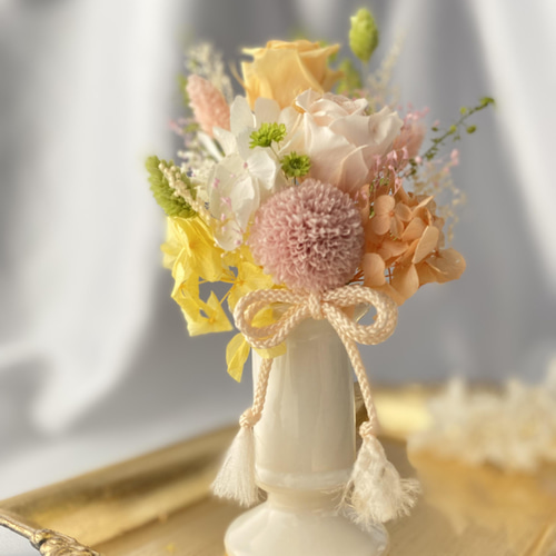 仏花＊淡色の明るいお供え花】プリザーブドフラワー お悔やみ花 仏壇